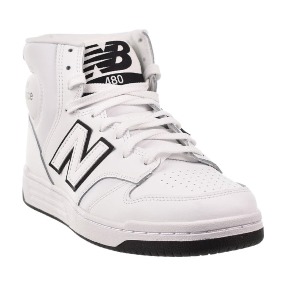 New Balance 480 Men's High Top Basketball Shoes White-Black - Size 13